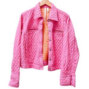 Barbie Pink & Orange Quilted Button Up  Silk Jacket Size Women's Medium